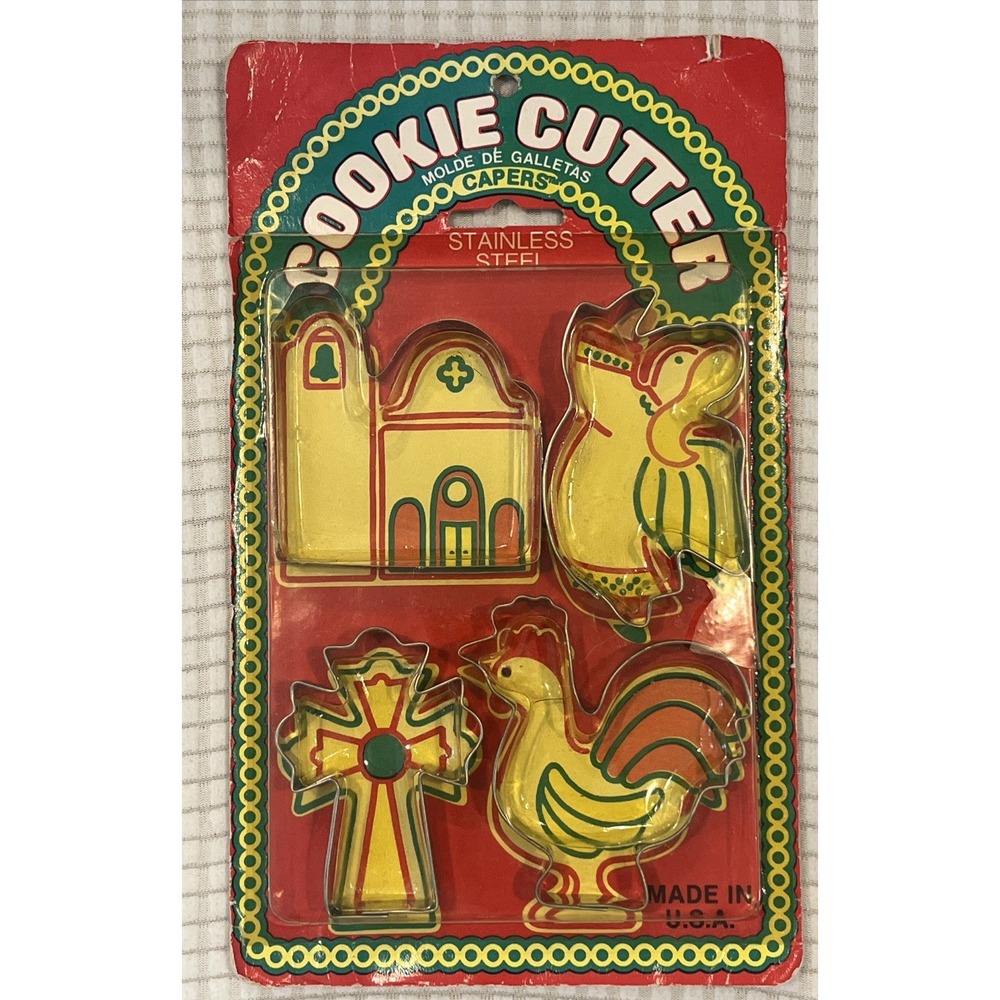 4 Pack Vintage Stainless Steel Religious Cookie Cutters New! Sealed! Made In USA